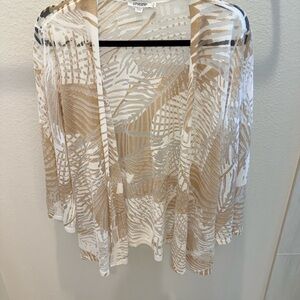 Chico's Tan and White Abstract Women's Blouse Size 3.